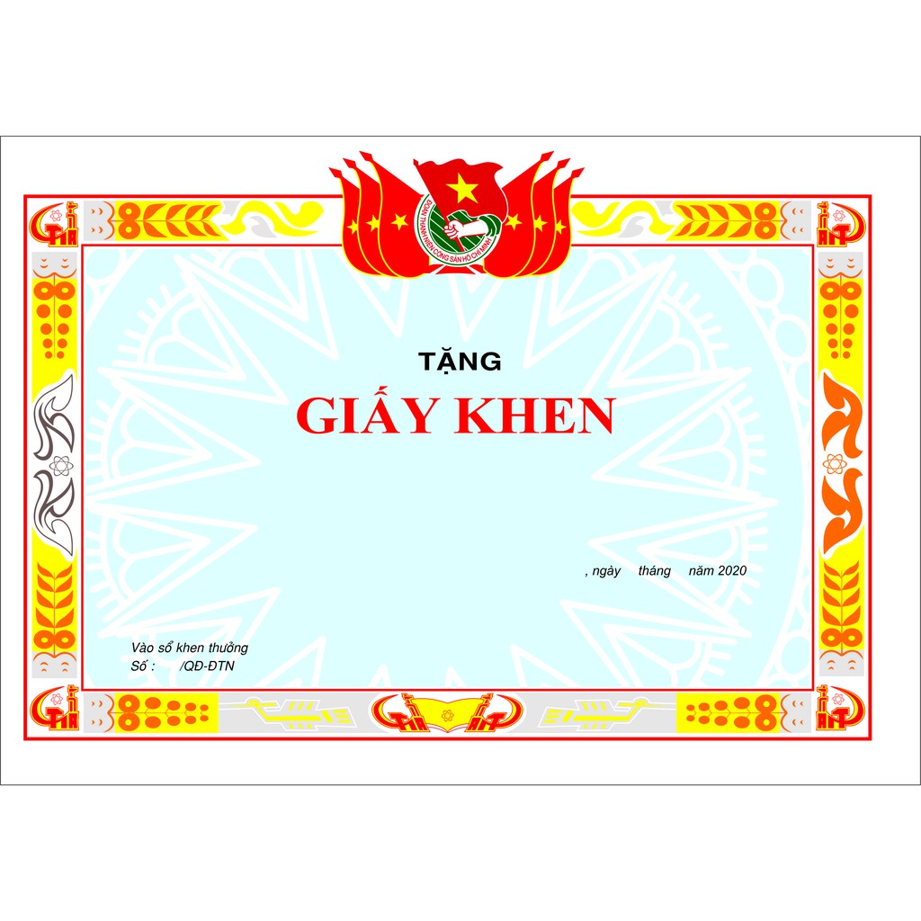 Phôi giấy khen Đoàn thanh niên A4