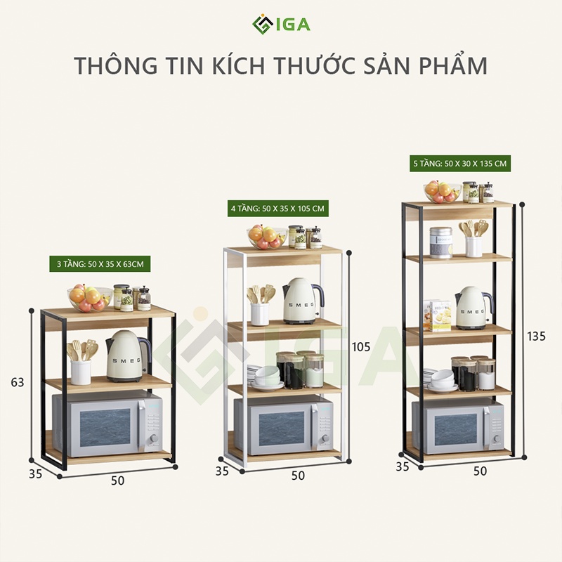 Kệ lò vi sóng IGA sắp xếp không gian bếp gọn gàng phong cách hiện đại GM05