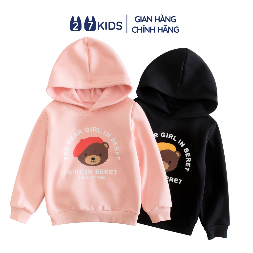 Áo nỉ hoodie bé gái dài tay 27Kids 27Home áo thun da cá lót lông nữ cho trẻ từ 2-10 tuổi GLHO1