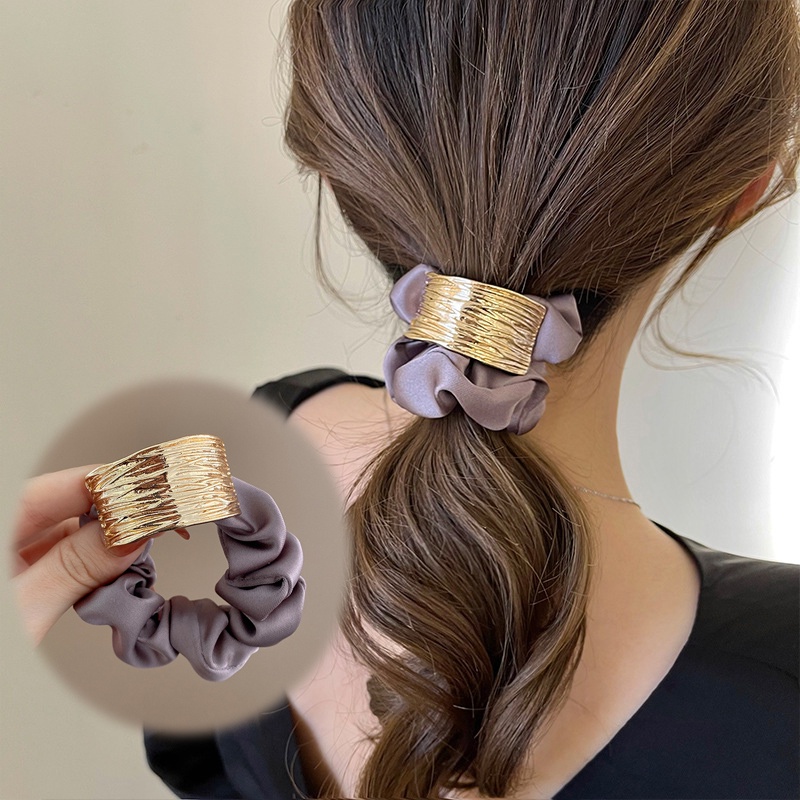 Dây Buộc Tóc Đuôi Ngựa Cỡ Lớn Bằng Kim Loại Thời Trang Đơn Giản