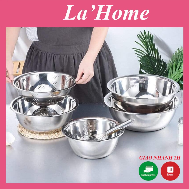 Set 5 thau rổ inox đa năng La'Home