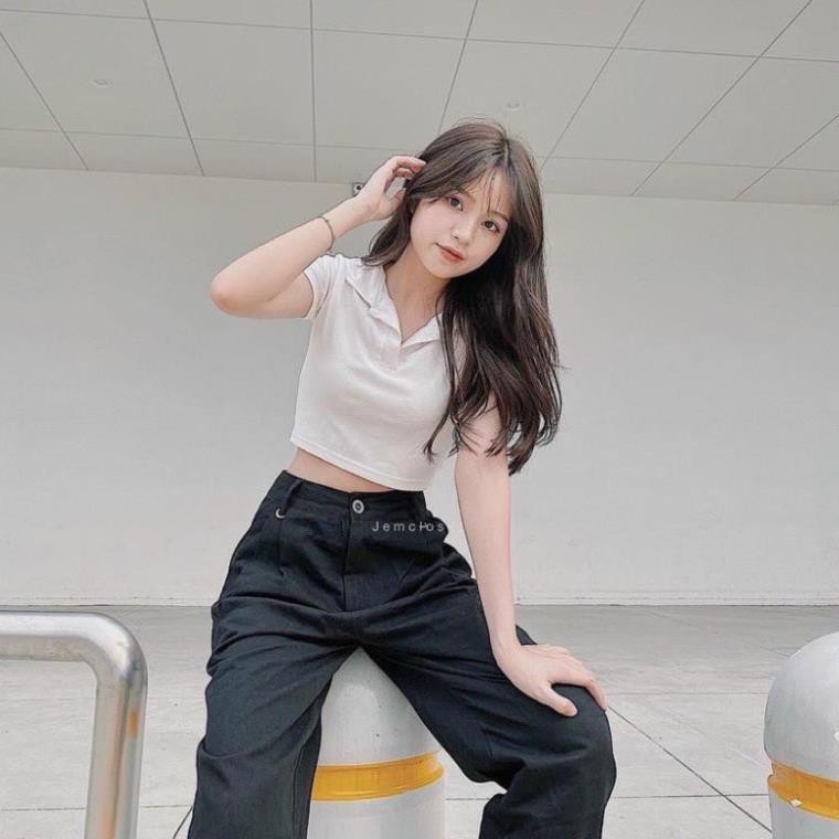 Áo Croptop Polo Basic Dáng Ôm Nhẹ Chất Liệu Thun Mềm 40-45kg Bao Đẹp Chapi CP06 | BigBuy360 - bigbuy360.vn