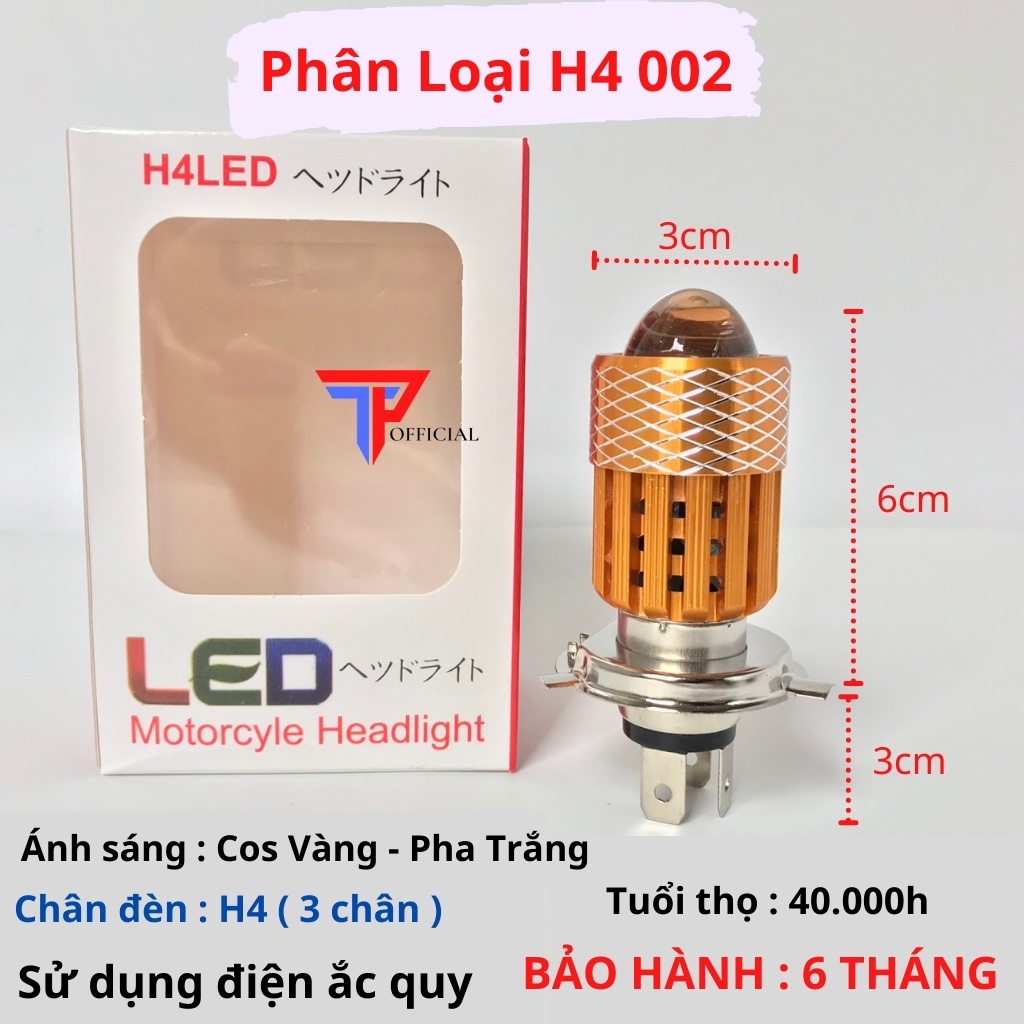 Đèn pha led xe máy bi cầu mini h4 pha trắng cos vàng siêu sáng _ TP MotorBike