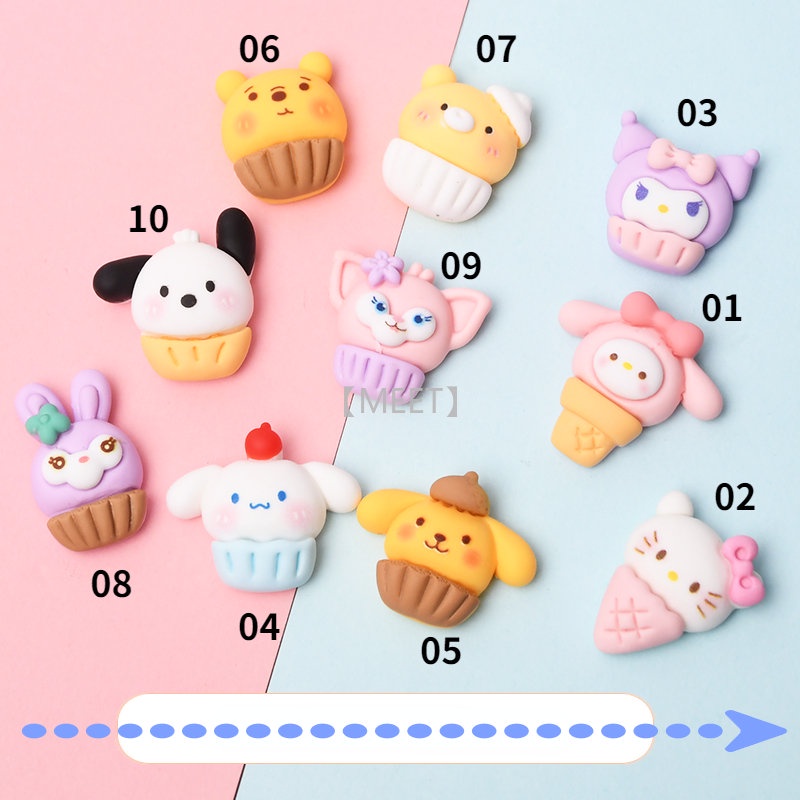 1 Gói Vật Liệu Làm Trang Sức DIY Hình Bánh Sanrio Bằng Nhựa Resin