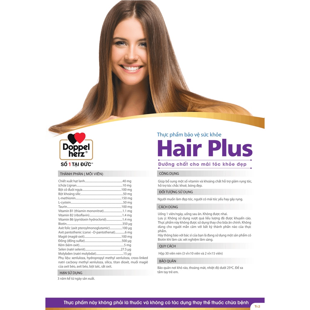 Viên uống Chống Rụng Tóc và Kích Thích Mọc Tóc Doppelherz Aktiv Hair Plus
