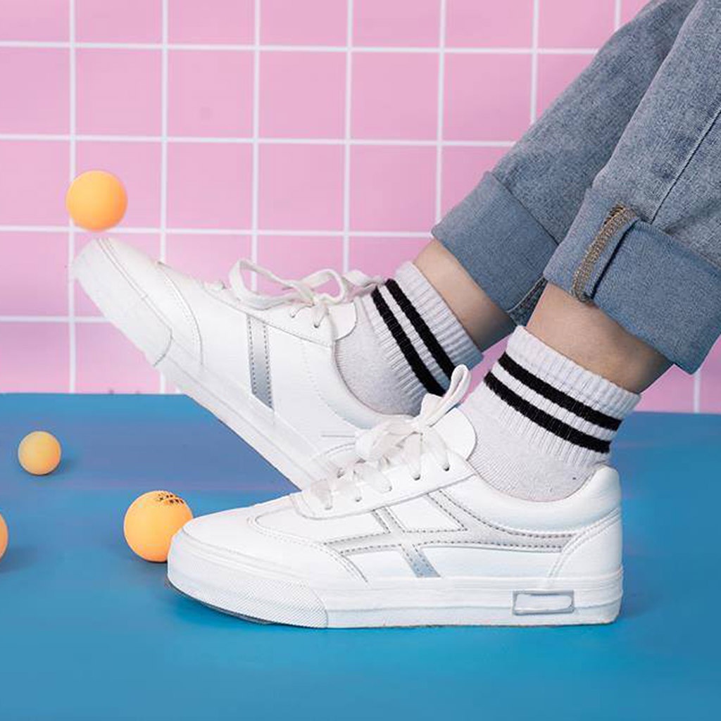 Combo 5 Đôi Tất Vớ Cổ Ngắn 2 Sọc Unisex Nam Nữ Hàn Quốc Đen Trắng