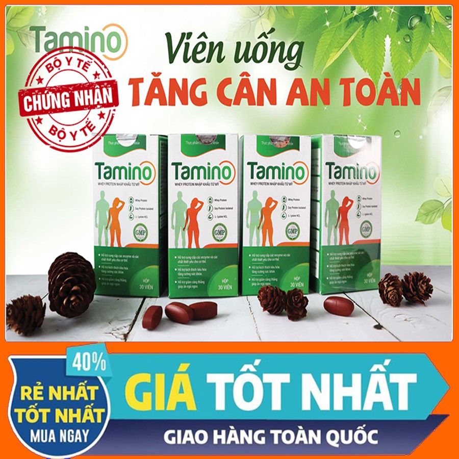 [ Combo 4 Hộp ] Viên Uống Tăng Cân TAMINO -  Bổ Sung Whey Protein từ Mỹ