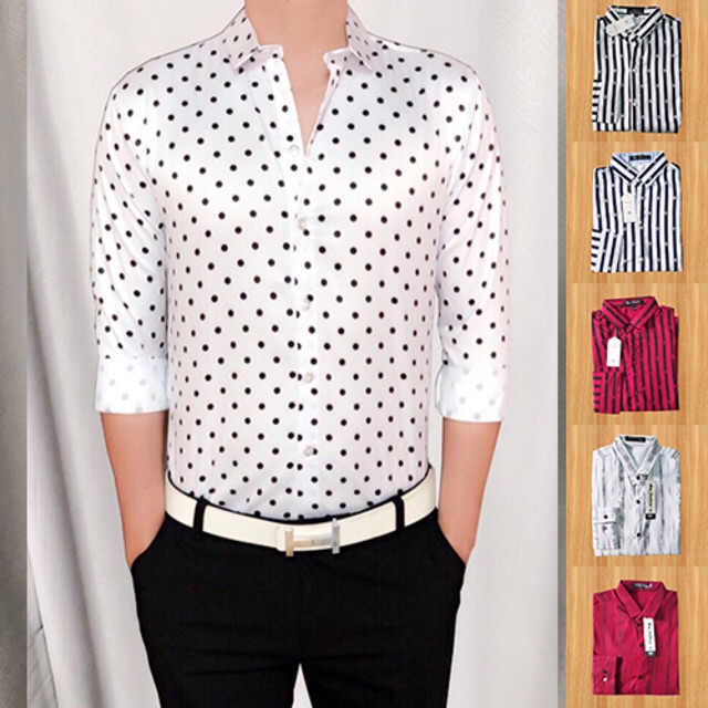 [ Giá sốc] Áo Sơ Mi Nam Chấm Bi (Size L - XL - XXL - XXXL)