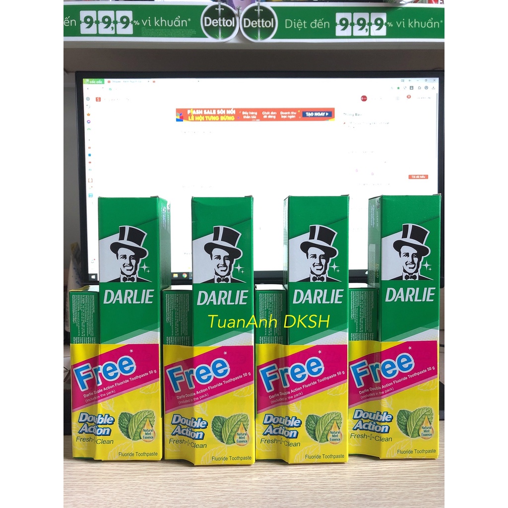Kem đánh răng Darlie Double Action 225g tặng tuýp 50g. Hàng chính hãng DKSH Việt Nam.