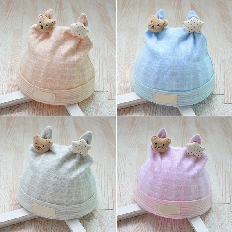 Mũ trùm đầu vải cotton trang trí họa tiết hoạt hình đáng yêu cho trẻ sơ sinh