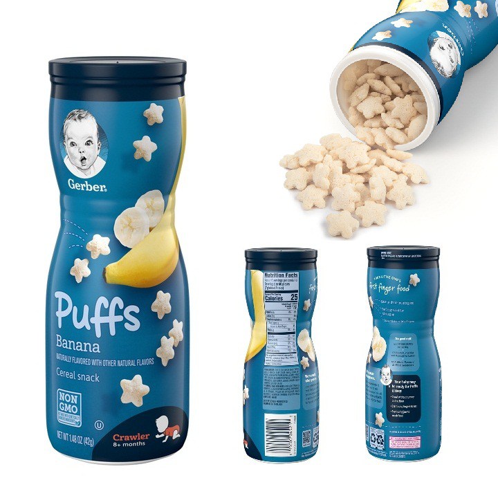 Bánh Gerber Puffs Ngôi Sao Vị Đào Cho Bé Ăn Dặm
