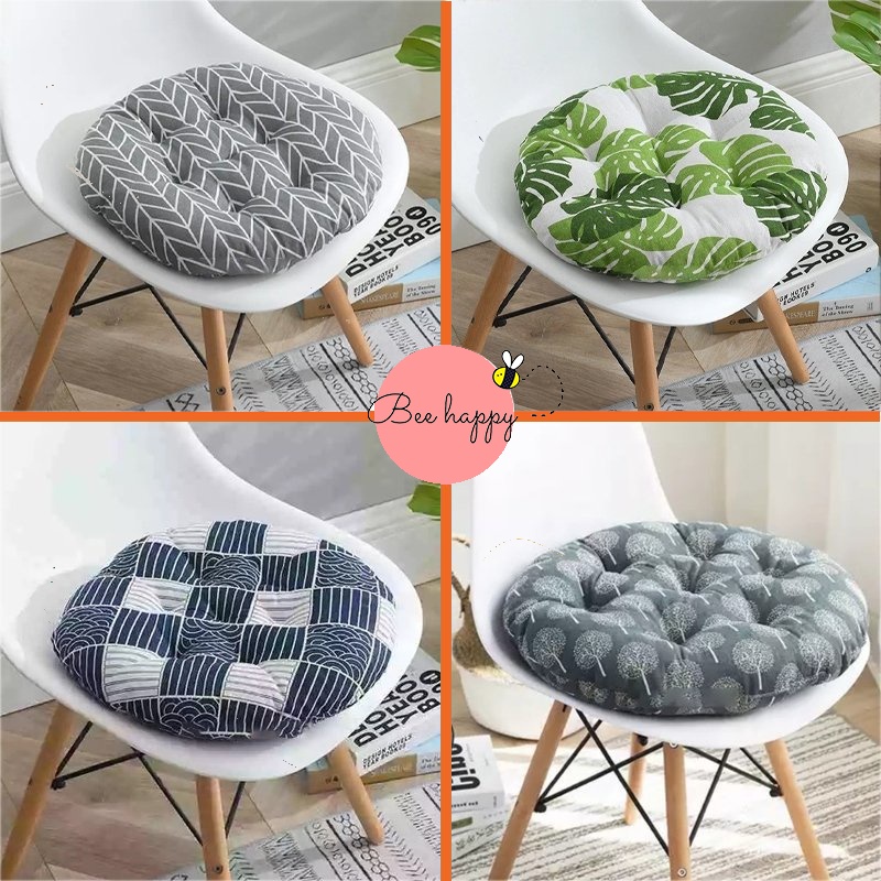 Đệm lót ghế hình tròn 40x40cm nệm ngồi bệt trà sữa BEE HAPPY