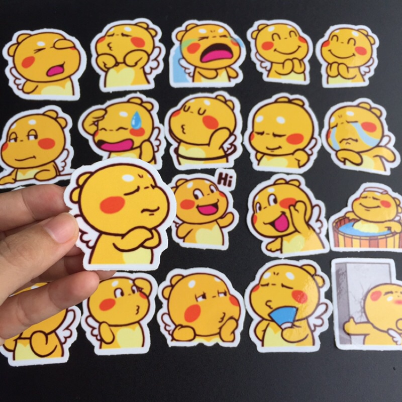 Bộ 20 Sticker emoji khủng long cute. Hình dán chống nước, trang trí xe, điện thoại, laptop.