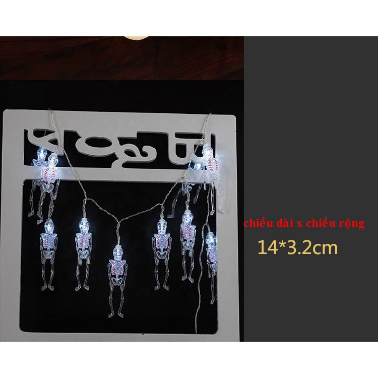 [ HCM - Sale tồn kho ] đèn led dây gồm 20 bóng hình bộ xương dùng trang trí lễ halloween