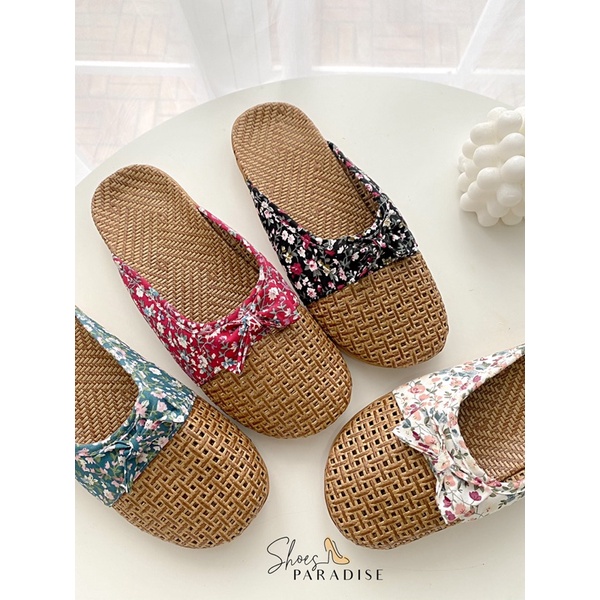 Dép cói siêu nhẹ nơ đi biển dép cối nữ đi trong nhà shoes paradise DCXIN