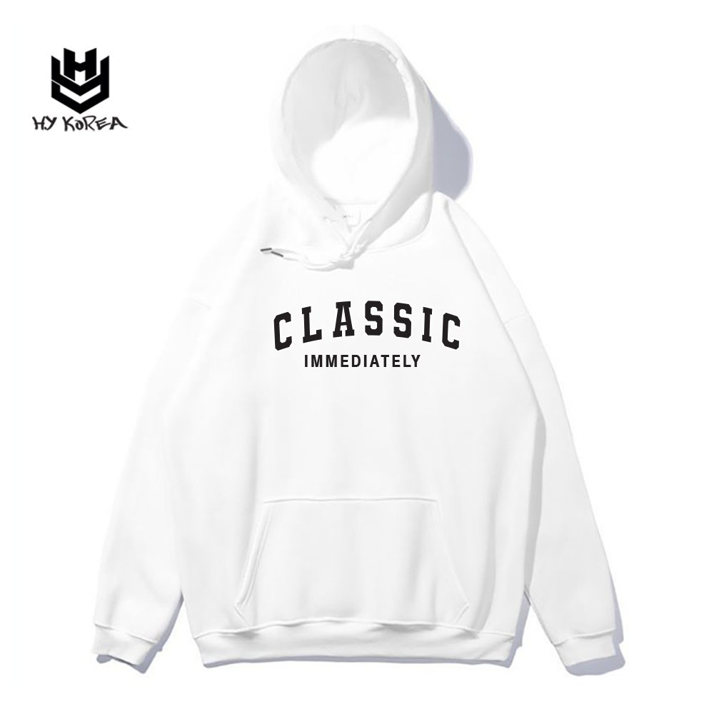 Áo Hoodie chữ Classic 762 HY KOREA Unisex Vải Nỉ Bông Mềm Dày