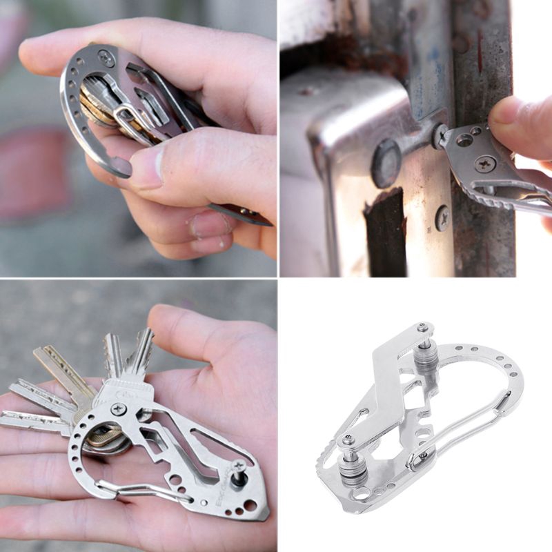 Multifunction EDC Keychain Case Carabiner Outdoor Tool Key Holder Organizer Clip
