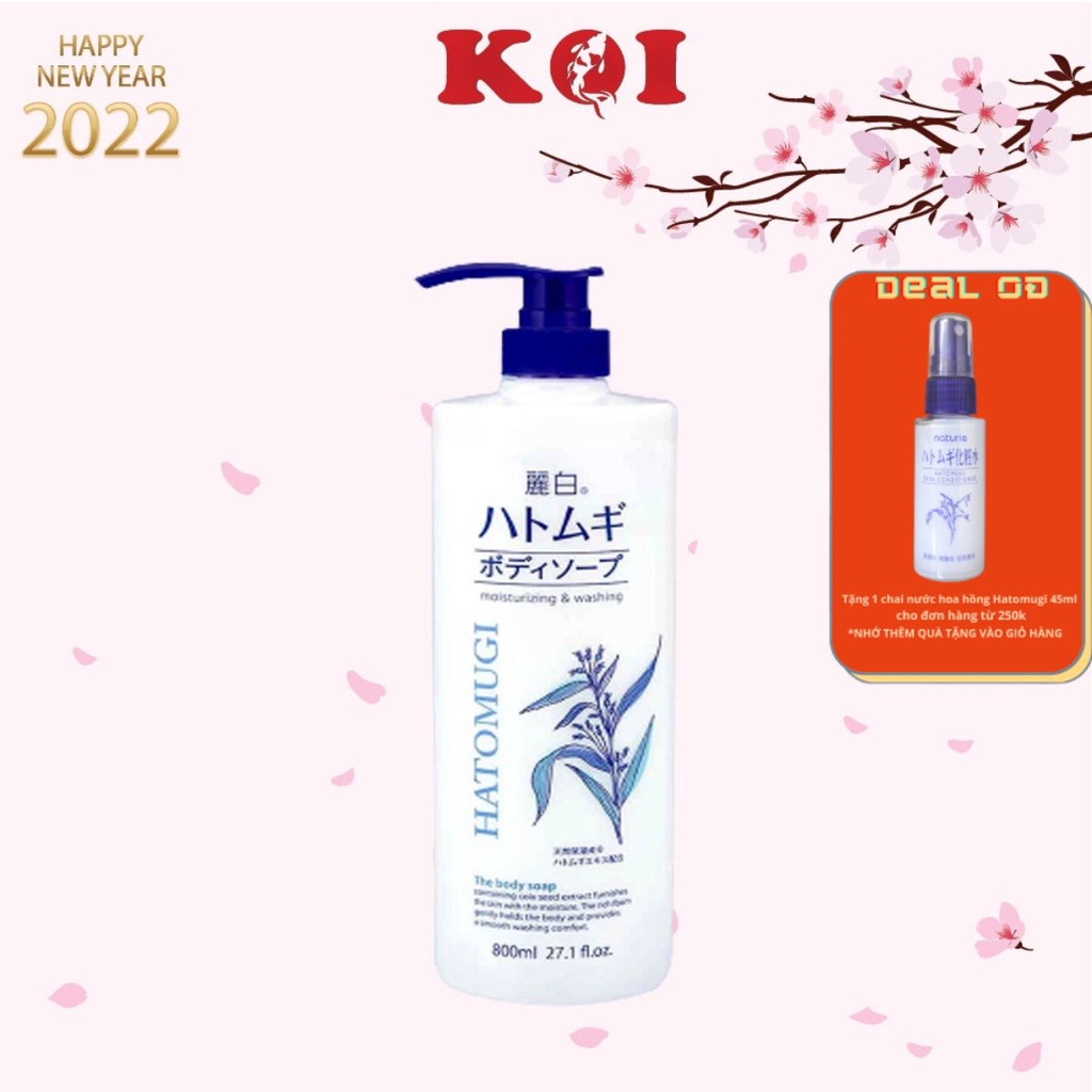 Sữa tắm sáng da Reihaku Hatomugi Moisturizing &amp; Washing The Body Soap 800ml