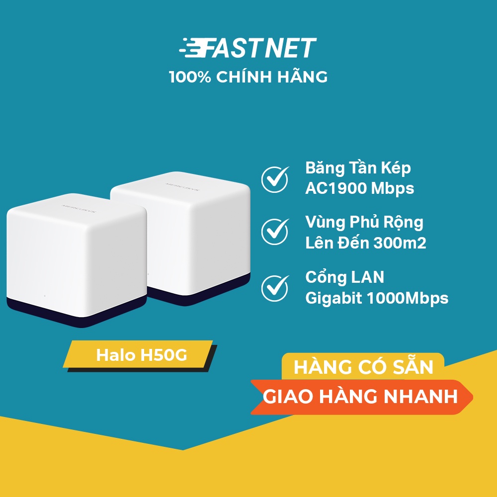 Hệ Thống Wi-Fi Mesh Cho Gia Đình Mercusys Halo H50G Chuẩn AC1900