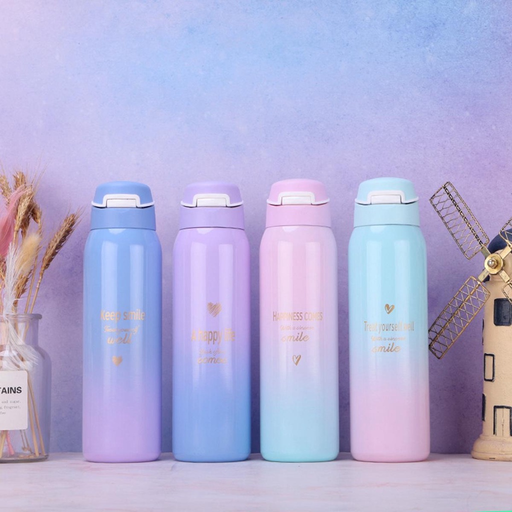 Bình Nước Giữ Nhiệt 480ml Màu Sắc Tuyến Tính Bằng Thép Không Gỉ