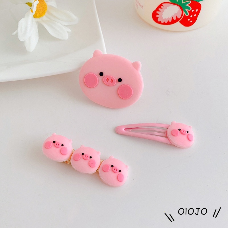 Kẹp tóc hình chú heo màu hồng dễ thương cho nữ