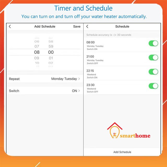 Công Tắc Tuya Wifi Công Suất Cao 20A Cho Bình Nóng Lạnh Tối Đa 4400W
