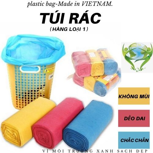 Túi đựng rác 3 cuộn (1kg), túi rác tự hủy sinh học không gây hại cho môi trường