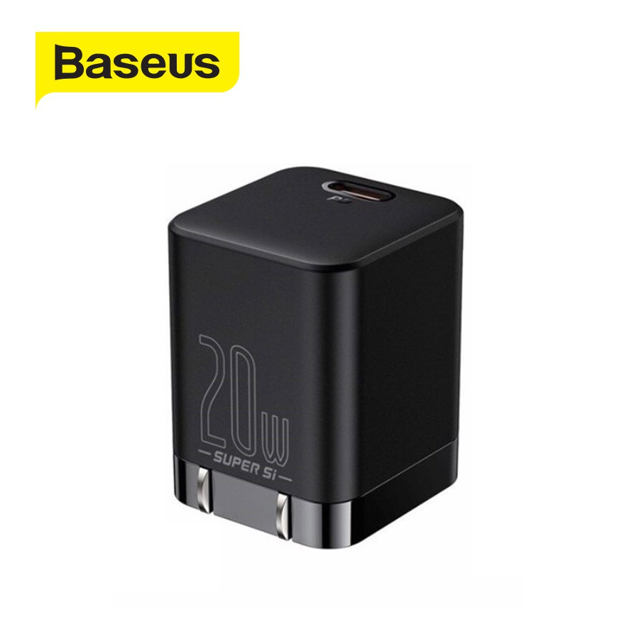 Củ sạc nhanh PD20W Baseus Super Si Pro 1 cổng PD Type-C Q.C 3.0, phù hợp nhiều dòng máy,chân cắm US ( Đen)