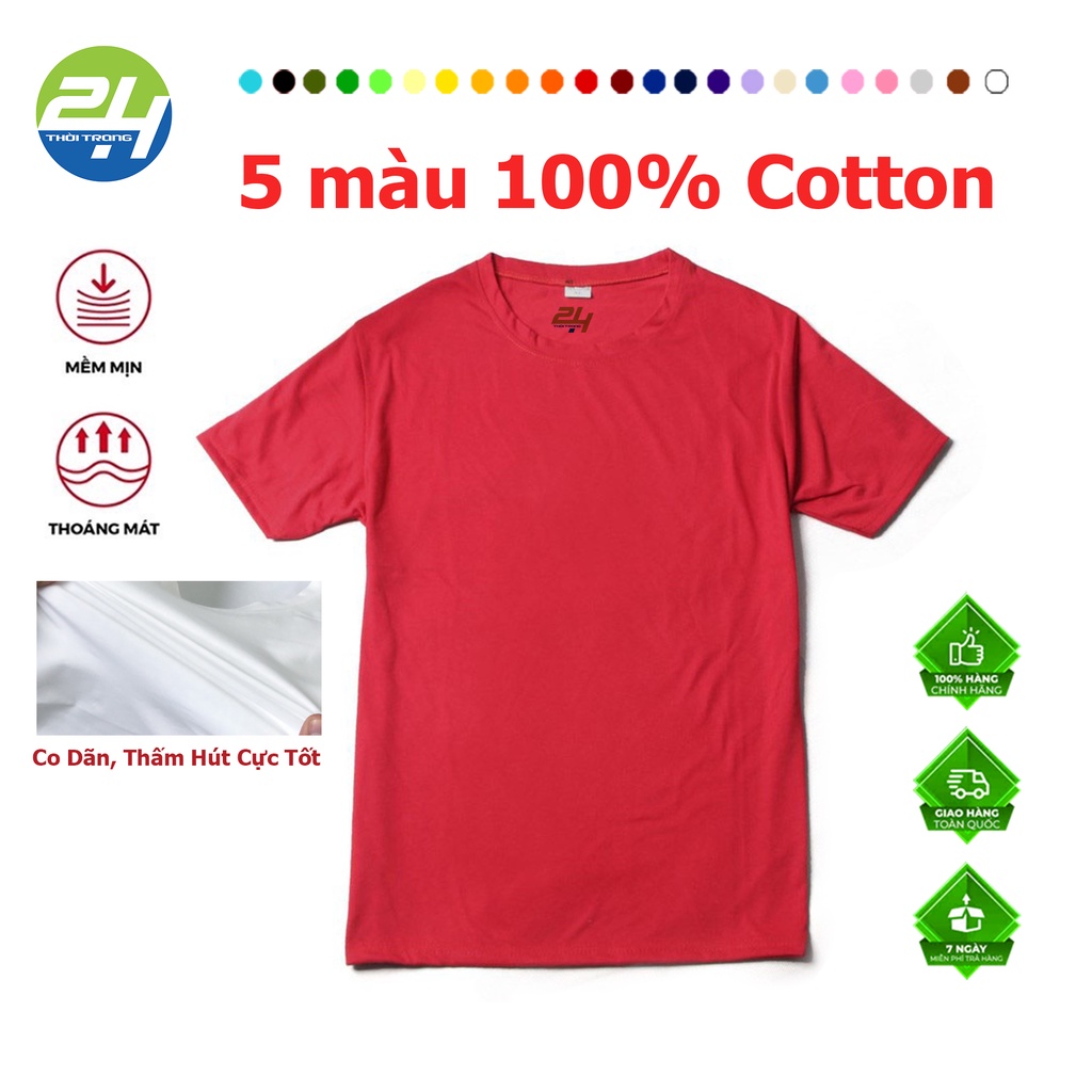 Áo Thun Chuẩn 100% Cotton Thoitrang24h Vải Mịn Mềm Mát Co Dãn Thấm Hút Mồ Hôi