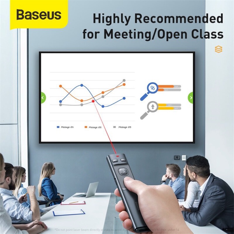 Dụng cụ chiếu laser Baseus không dây USB Type C điều khiển từ xa dùng để thuyết trình Powerpoint PPT