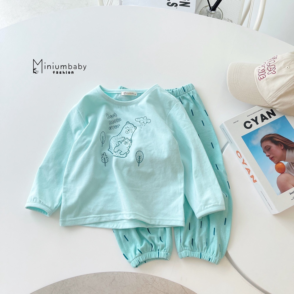 Bộ bé gái thu đông dài tay vải cotton mềm mại cho bé, bộ thun bé gái hoạ tiết dễ thương vải đẹp