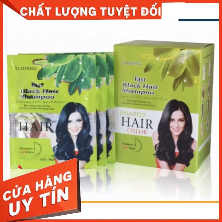 [TẬN GỐC ]  gội nhuộm là đen  YLOFANG  oliu  hộp 10 gói hàng thái lan, tiện lợi dễ sử dụng  sử dụng cho salon và tai nha