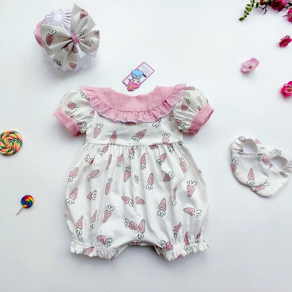 Bodysuit cộc tay thiết kế cho bé gái sơ sinh đến 13kg trang phục đi chơi, Lễ Tết - Riokids BD20