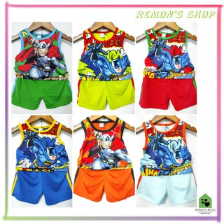 Đồ bộ ba lỗ thun lạnh 3D siêu anh hùng cho bé trai 8-18kg