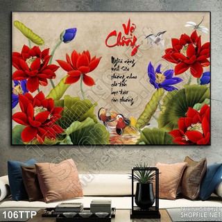 Tranh dán tường 3D Thư pháp Vợ chồng kt 60cm*90cm