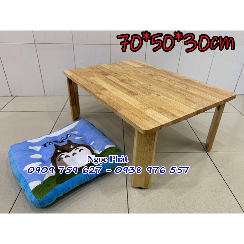 Bàn Gỗ Cao Su 70x50x30cm Chân Bánh Mì Xếp Gọn Đa Năng - BH 12 Tháng NGỌC PHÁT