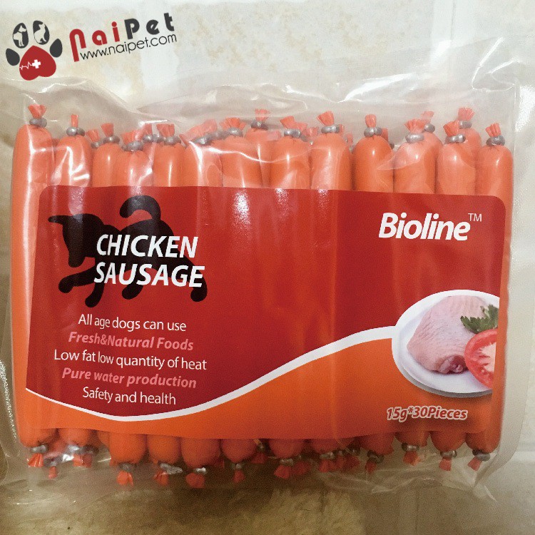 Thức Ăn Dinh Dưỡng Xúc Xích Vị Thịt Bò Mực Gà Cho Thú Cưng Bioline 450g