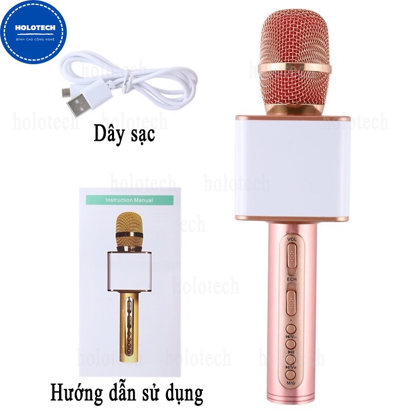 Míc hát karaoke không dây HOLOCOM SD08 kèm loa bluetooth âm thanh to trầm ấm bắt giọng dùng để nghe nhạc không bị rè