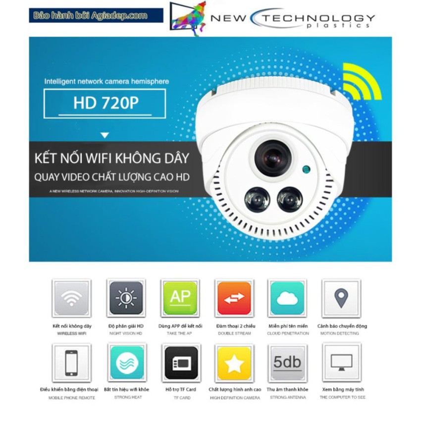 Camera wifi an ninh, giám sát mini ốp tường HD 720P (Camera vòm)