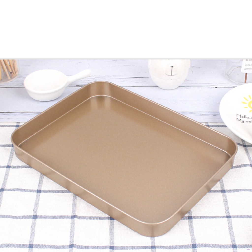 Khay nướng bánh chống dính hình chữ nhật bằng thép carbon màu vàng