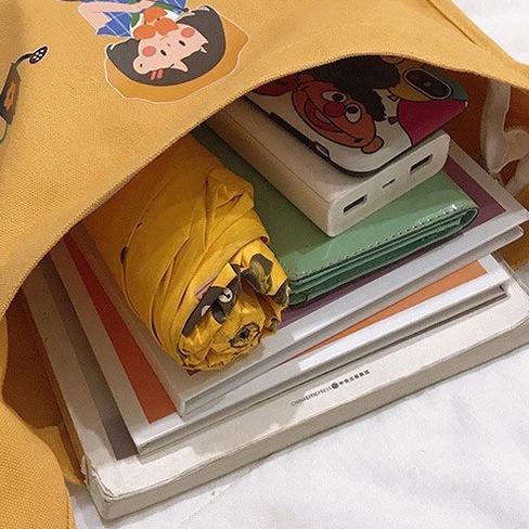Túi TOTE đeo chéo SAM CLO bag canvas thời trang Hàn Quốc ULZZANG kèm phụ kiện dễ thương, đi chơi, đi học in hình CÔ GÁI