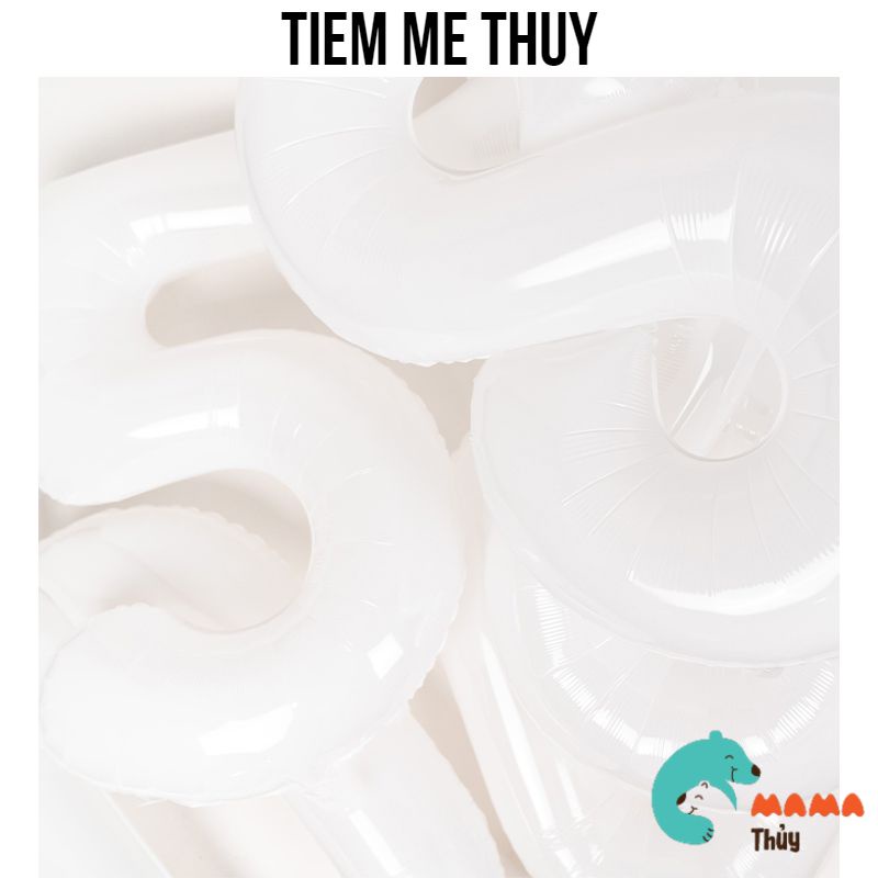 Bóng số trắng trang trí tiệc sinh nhật 80cm