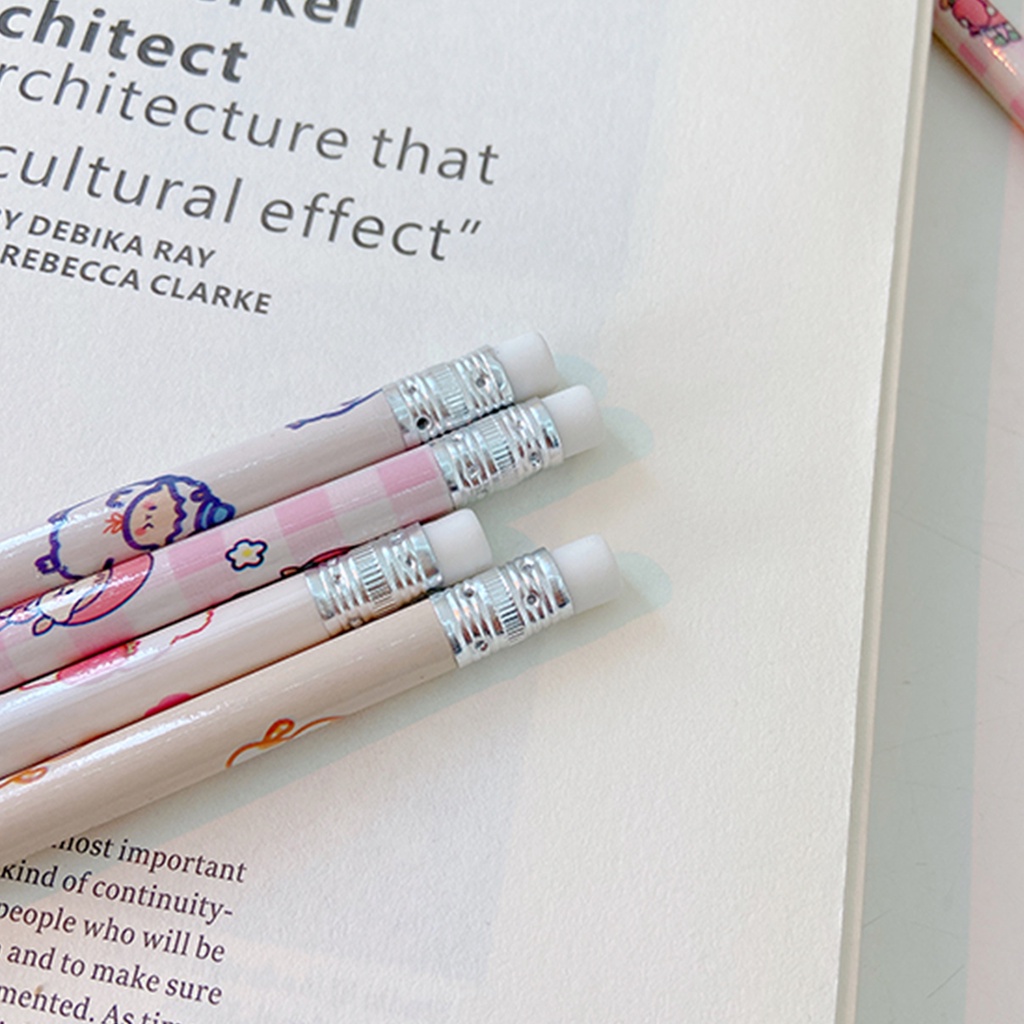 Bộ 10 Cây Bút Chì Kèm Gôm Tẩy Họa Tiết Hoạt Hình Dễ Thương