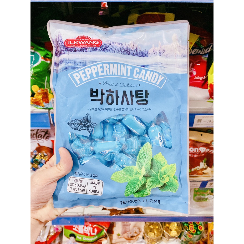 KẸO HÀN QUỐC ILKWANG VỊ ĐƯỜNG ĐEN /HOA QUẢ /BẠC HÀ 280G