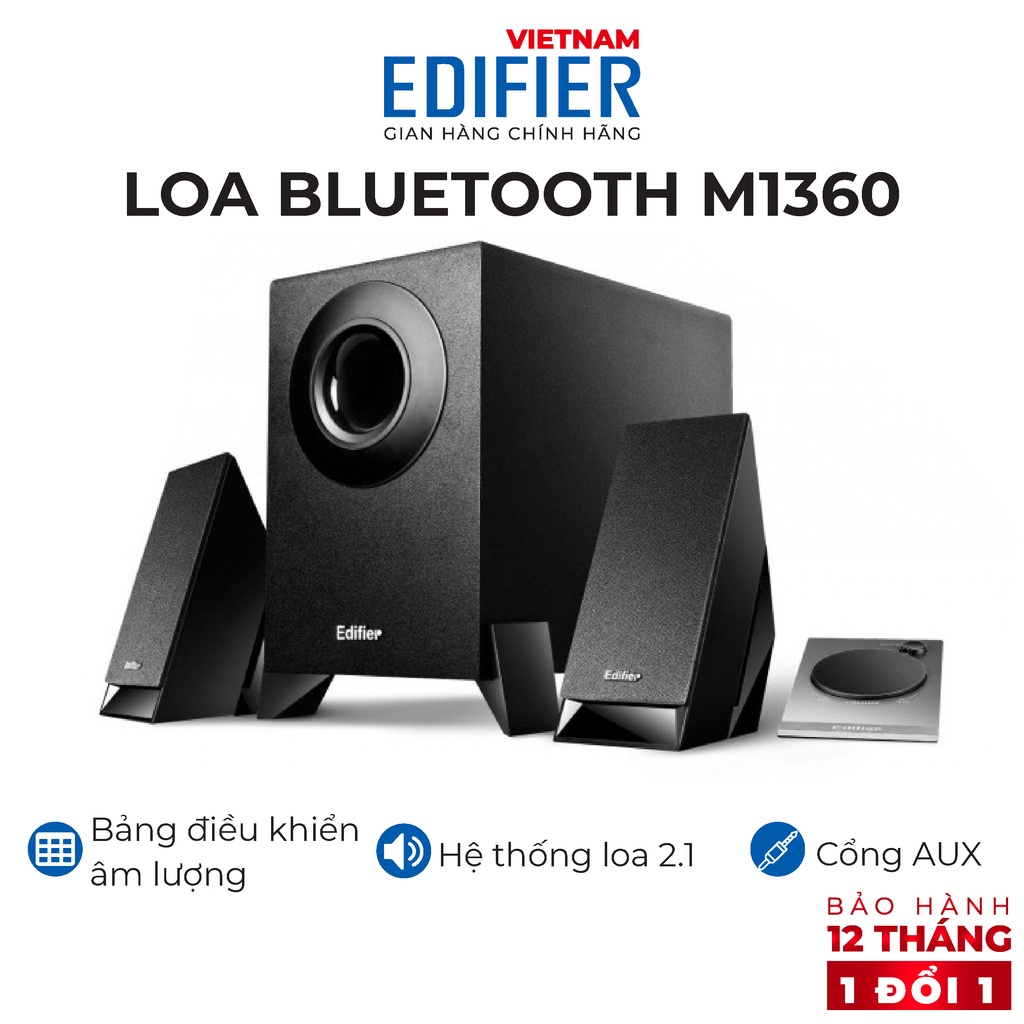 Loa 2.1 vi tính EDIFIER M1360 Có bảng điều khiên rời - Âm thanh sắc nét - Vỏ gỗ MDF chống dội âm - Hàng chính hãng