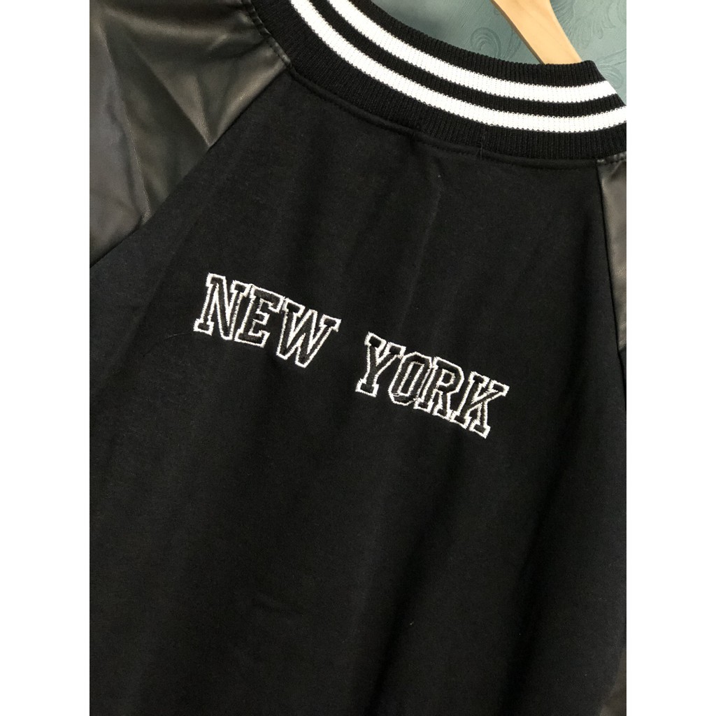 áo khoác bomber chất dạ mỏng pha tay da 1 màu đen thương hiệu T-Linh kèm ảnh thật | BigBuy360 - bigbuy360.vn