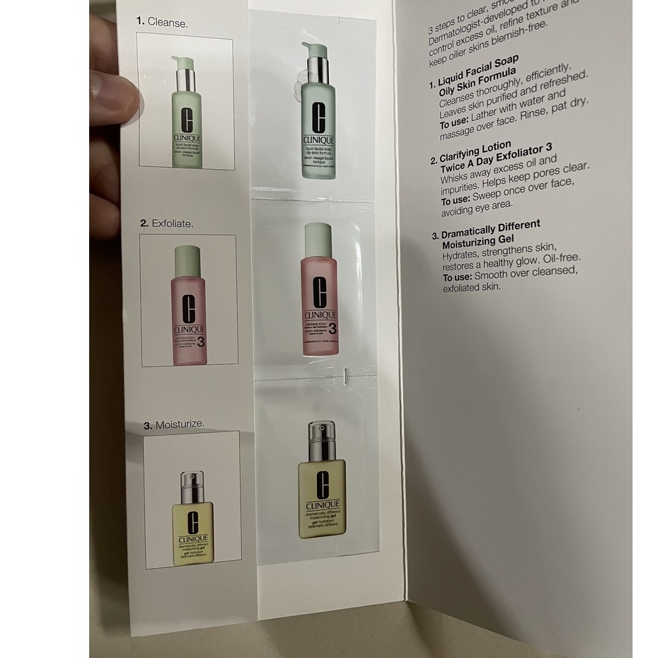 Sample mẫu thử Set 3 món dưỡng dành cho da dầu, dầu mụn Clinique 3-Step Oily Skin Set Type 3