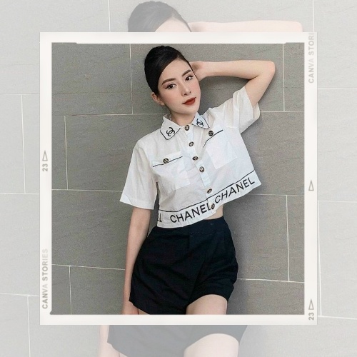 [HCM] Set bộ nữ, set thêu chữ đính cúc phối viền đen sắc nét SKUS-95