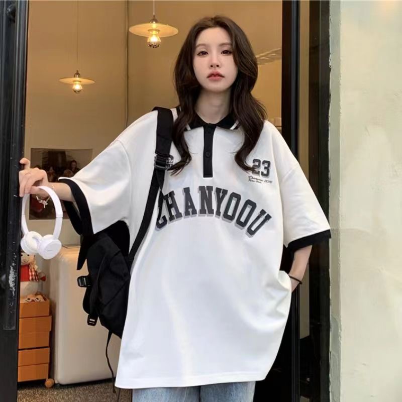 áo polo nam from rộng áo thun nam có cổ phong cách Hàn Quốc áo phông unisex Áo thun áo thun có cổ nữ bông áo phông polo nam thời trang áo polo oversize nam