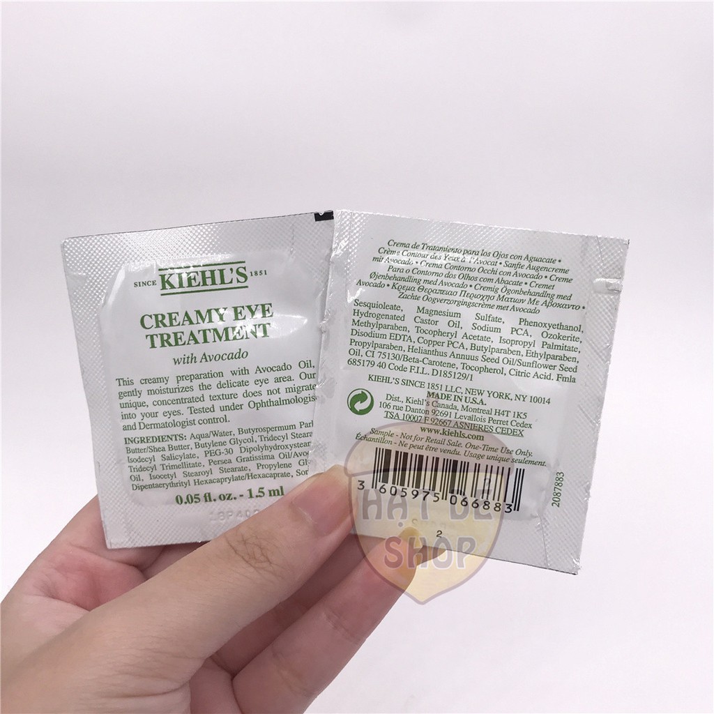 Kiehl's / Kiehls Combo Sample Kem Mắt Bơ Treatment Avocado #7,5ml -Hàng Chính hãng